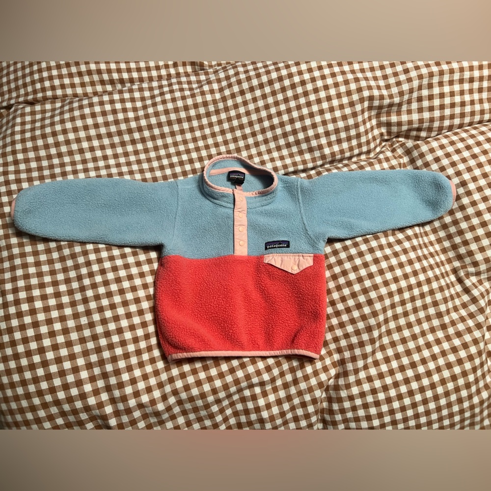 Patagonia Synchilla Coral and Light Blue Fleece